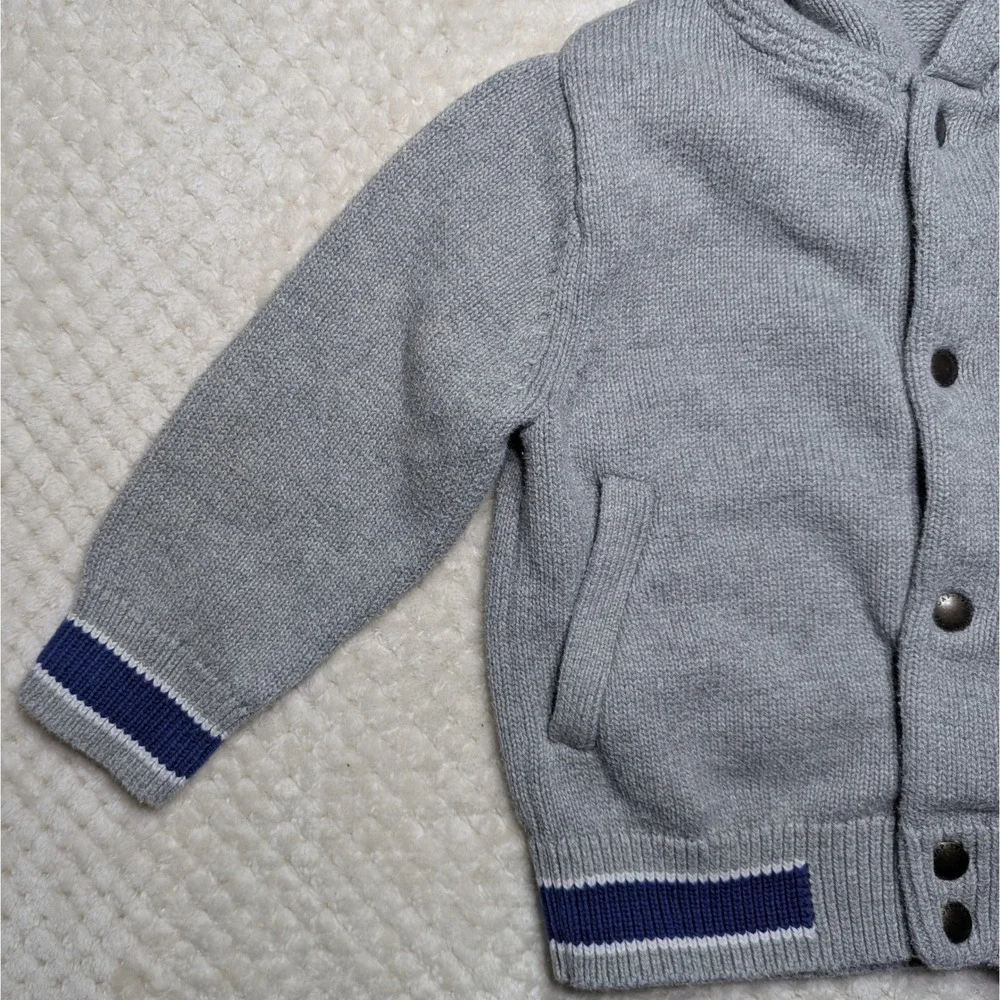 Baby GAP‎ Toddler Hooded Sweater Grey Blue Button Front 2T